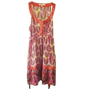 Aryeh Sleeveless Colorful Patterned Sheer Tie Back Dress